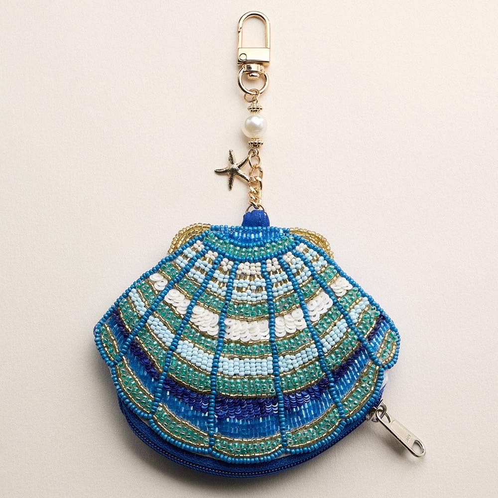 Sea Shell Charm Keychain Mini Pouch