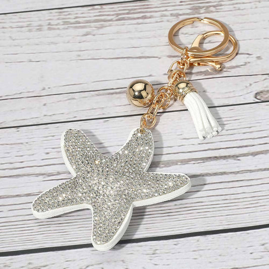 Bling Studded Starfish Tassel Keychain / Bag Charm
