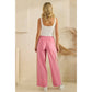 Stripe Nylon Pants with Lace Details