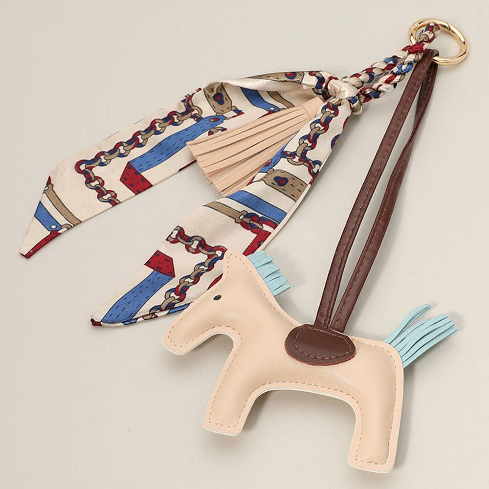 Faux Leather Horse Tassel Scarf Keychain / Bag Charm