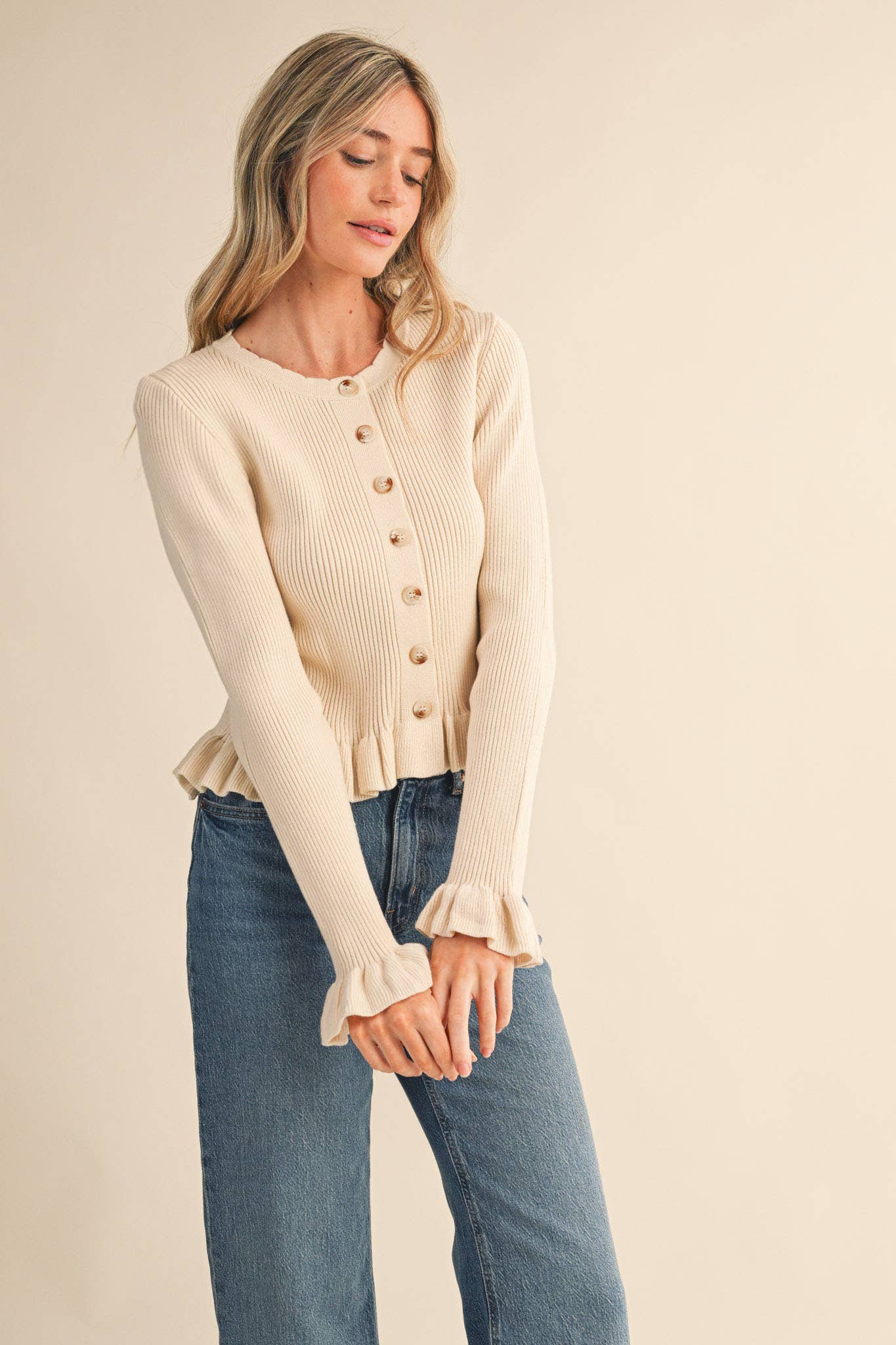 Ruffle Hem Cardigan - 5 Colors Available