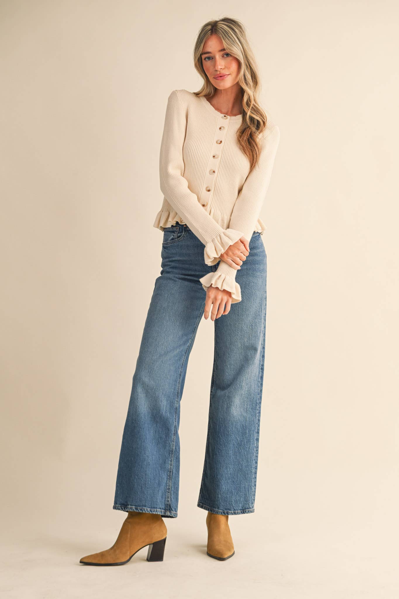 Ruffle Hem Cardigan - 5 Colors Available