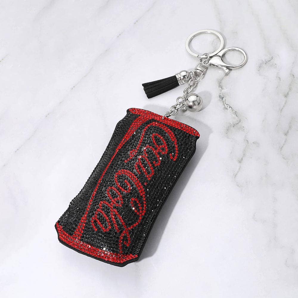 Bling Studded Cola Can Tassel Keychain