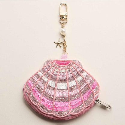 Sea Shell Charm Keychain Mini Pouch