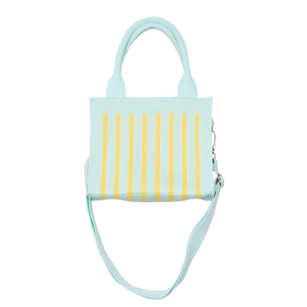 Mint Striped Wholesale Structured Mini Tote Bags