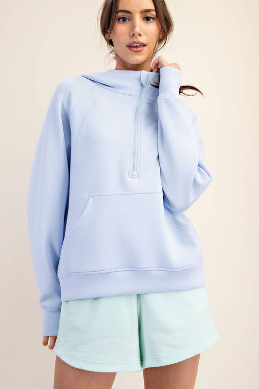 Butter Soft: Quarter zip with Hood: Frost