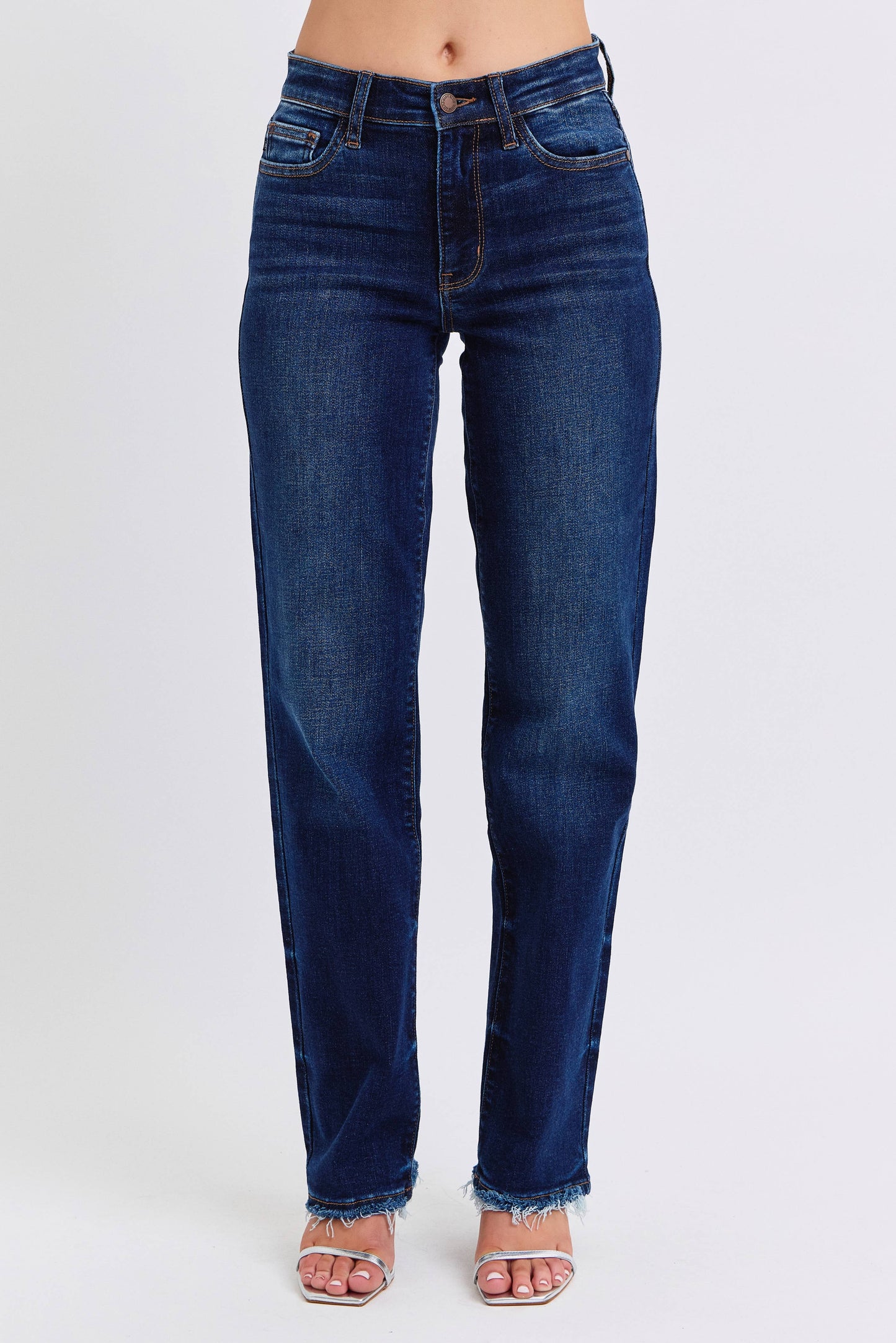 Judy Blue Jeans: Straight Leg with Fray Hem
