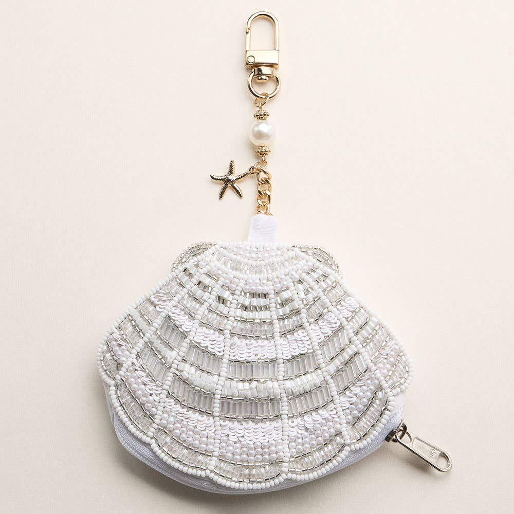 Sea Shell Charm Keychain Mini Pouch