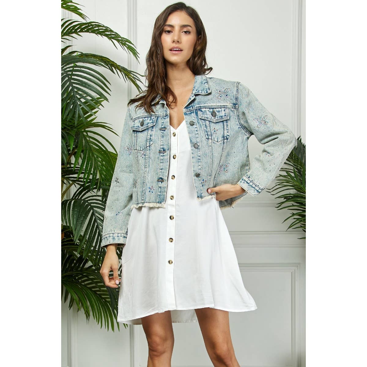 Butterfly Rhinestone Denim Jacket