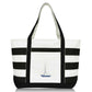 Ocean Sailboat Womens Embroidered Striped Tote Bag