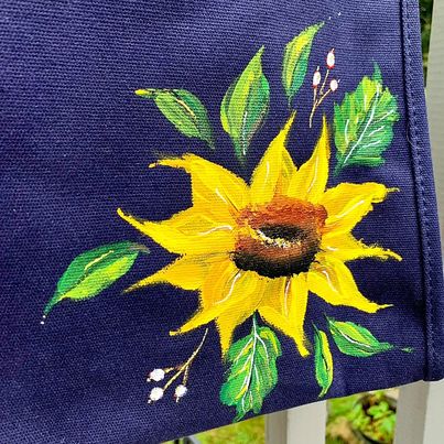 Handpainted Canvas Tote: Sunflower