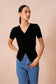 Ribbed knit wrap T-shirt - 0590