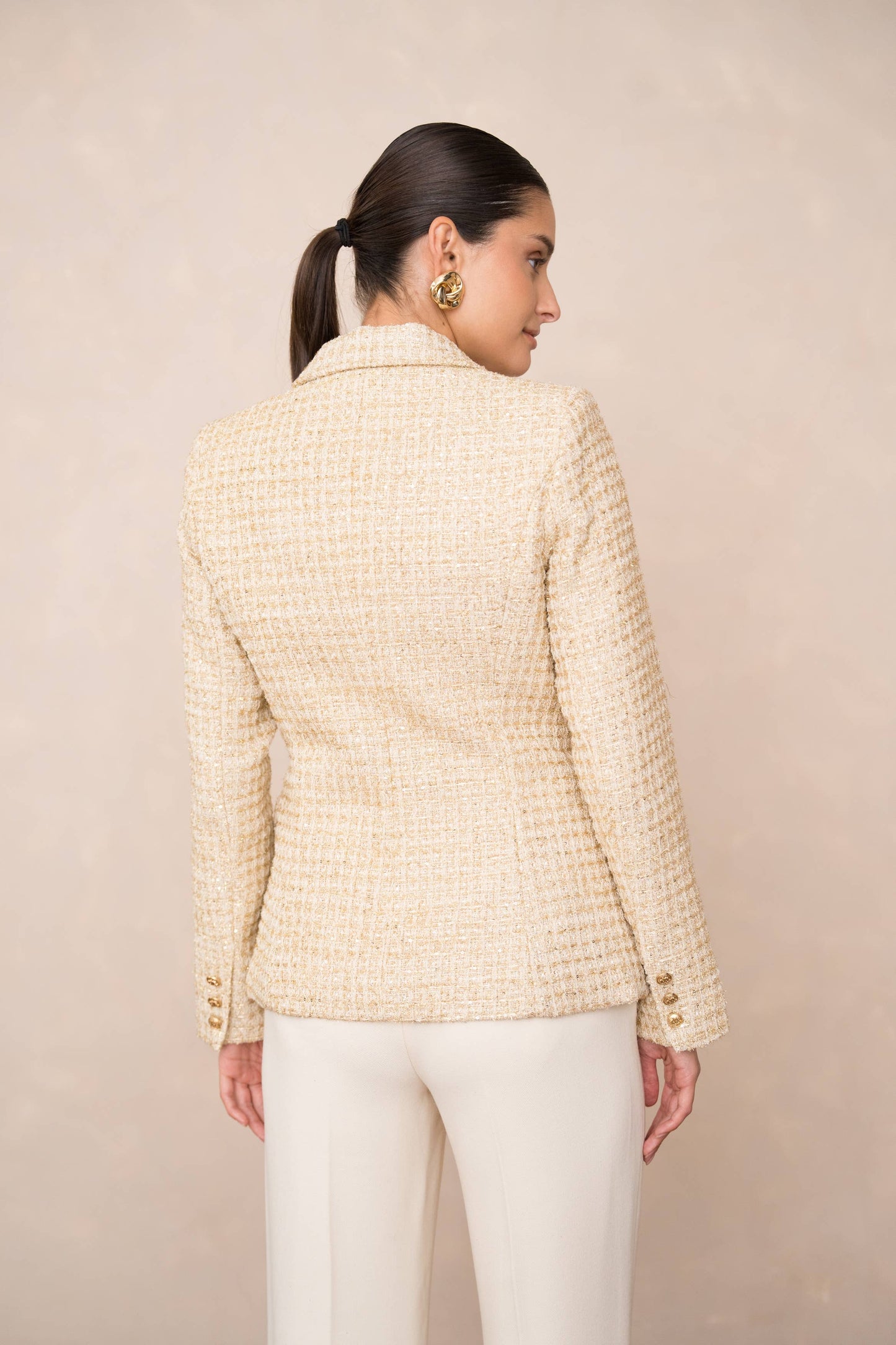 Gold Tweed & Sequin Blazer