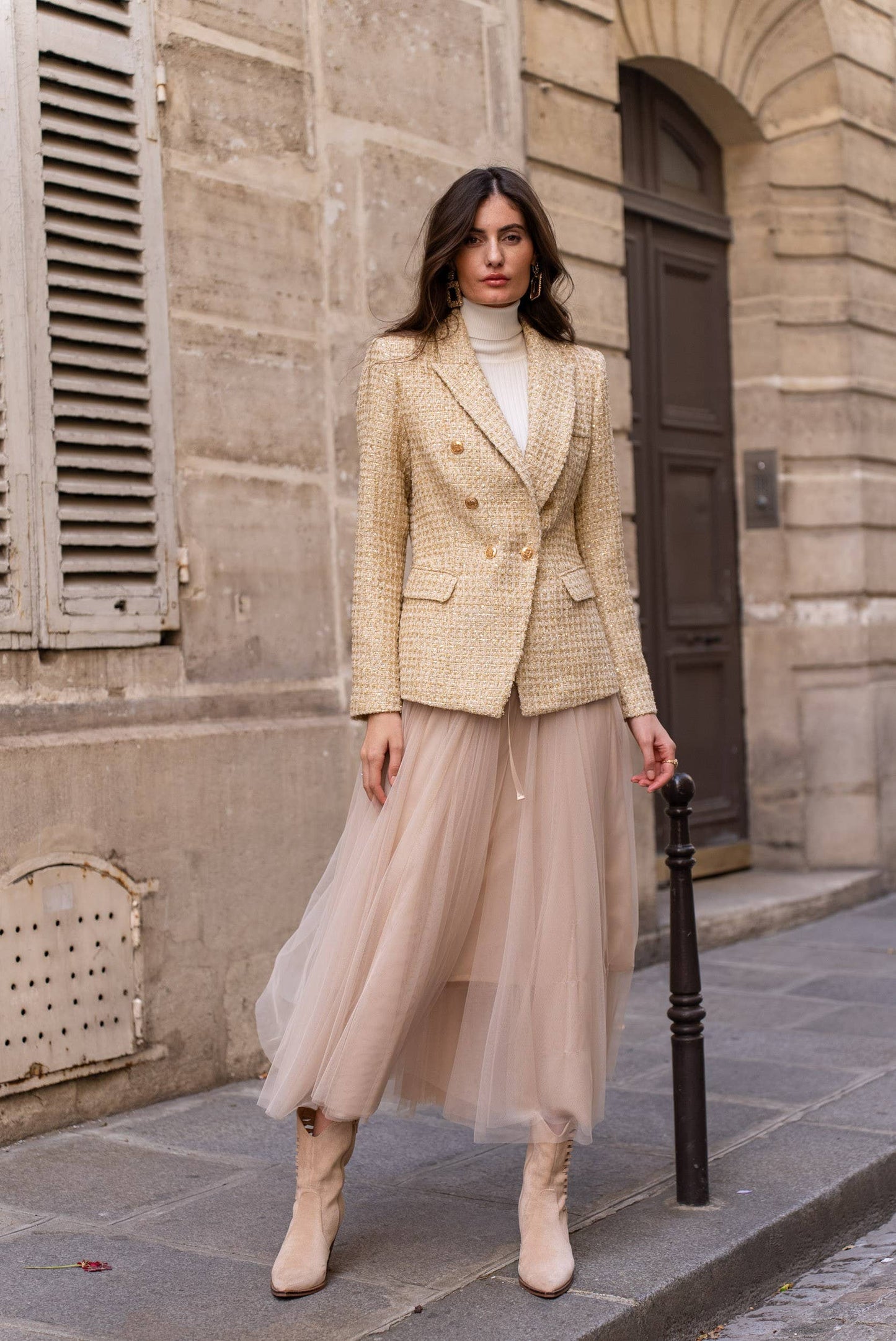 Gold Tweed & Sequin Blazer