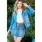 Cutted Hem Cropped Denim Jacket