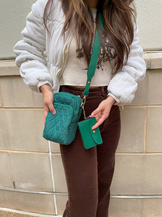 Quilted 3 Compartment Crossbody