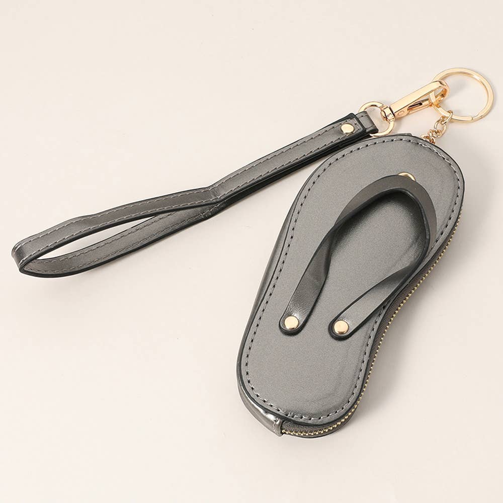Faux Leather Flip-flop Mini Wristlet Keychain / Bag Charm
