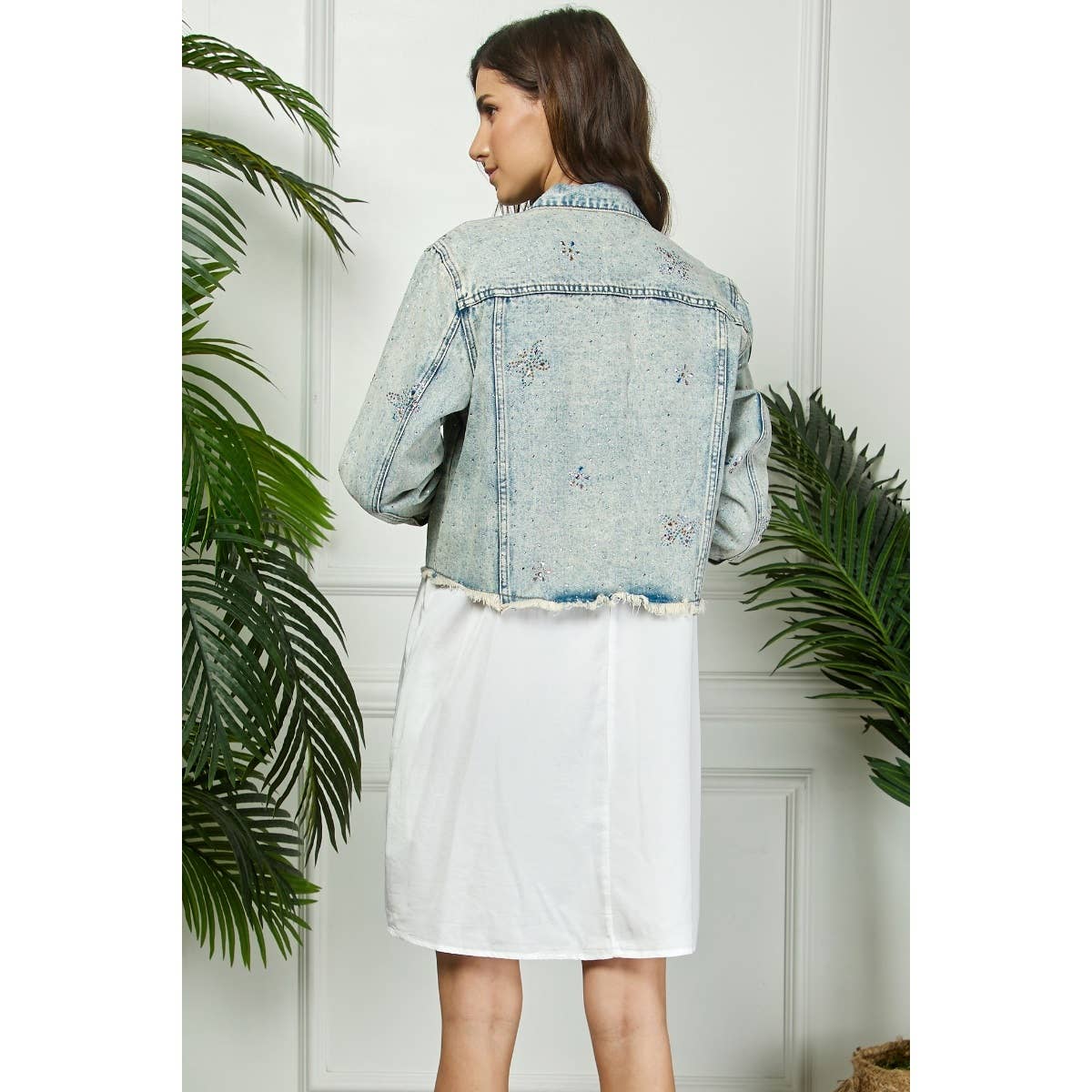 Butterfly Rhinestone Denim Jacket