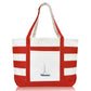 Ocean Sailboat Womens Embroidered Striped Tote Bag