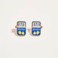 0.75 Inch Canned Sardines Rhinestone Post Earrings