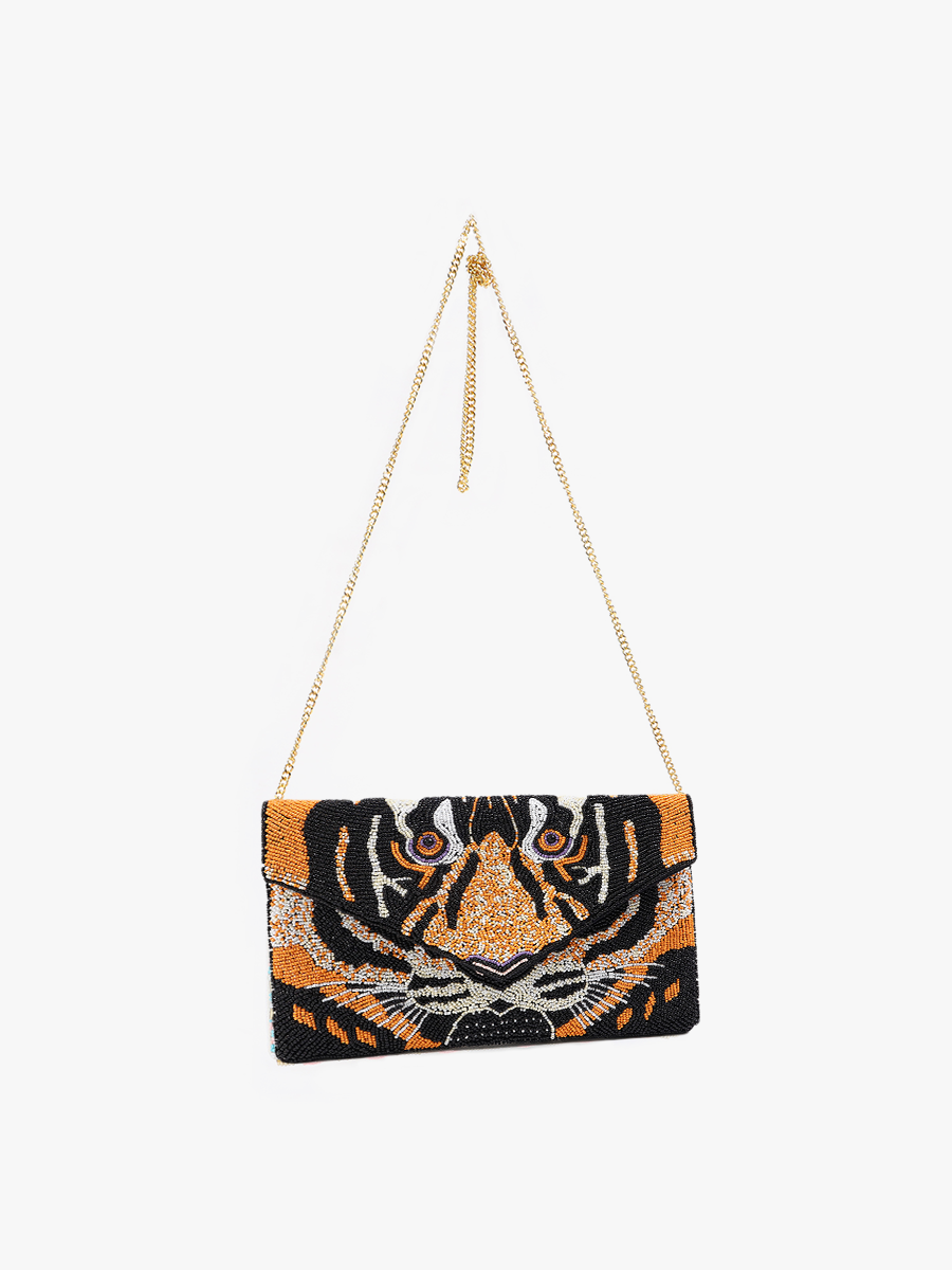 Livy Beaded Flapover Clutch/Crossbody