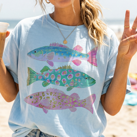 Coastal Preppy Fish Graphic Tee