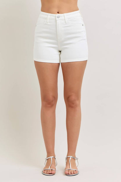 Judy Blue HW White Shorts