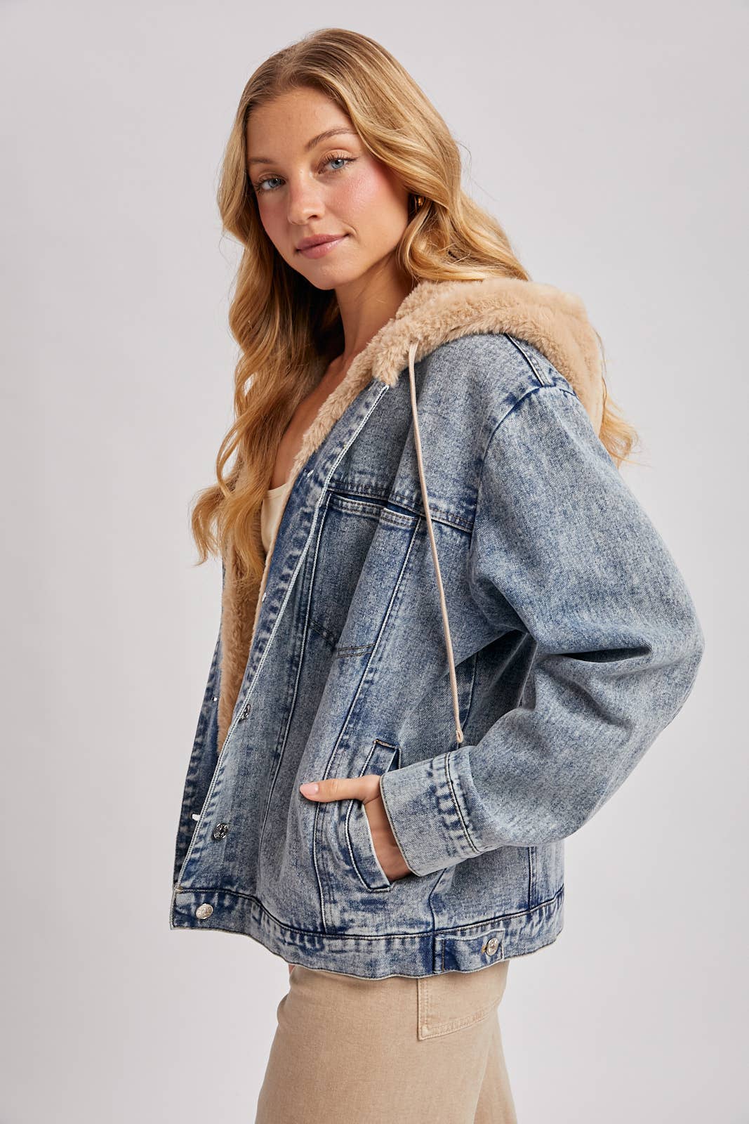 The Luxe Faux Fur Denim Jacket