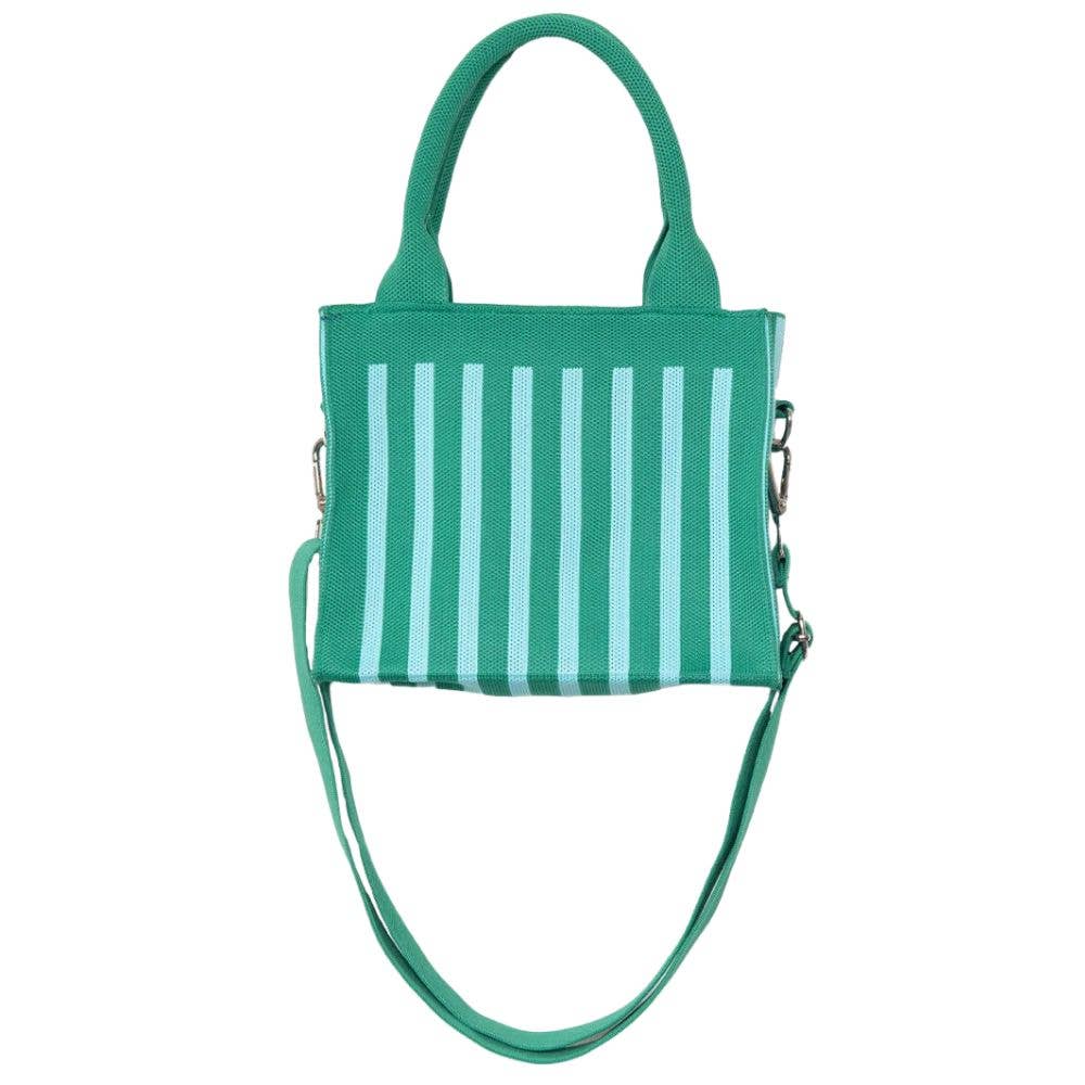 Green Striped Structured Mini Tote Purse