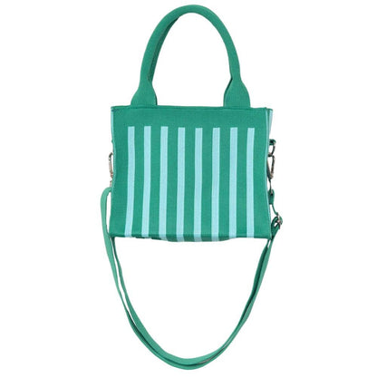 Green Striped Structured Mini Tote Purse
