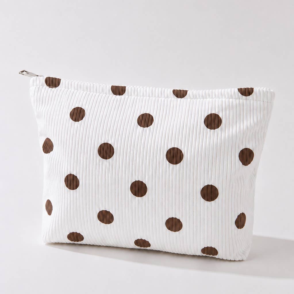 Corduroy Polka Dot Cosmetic Bag