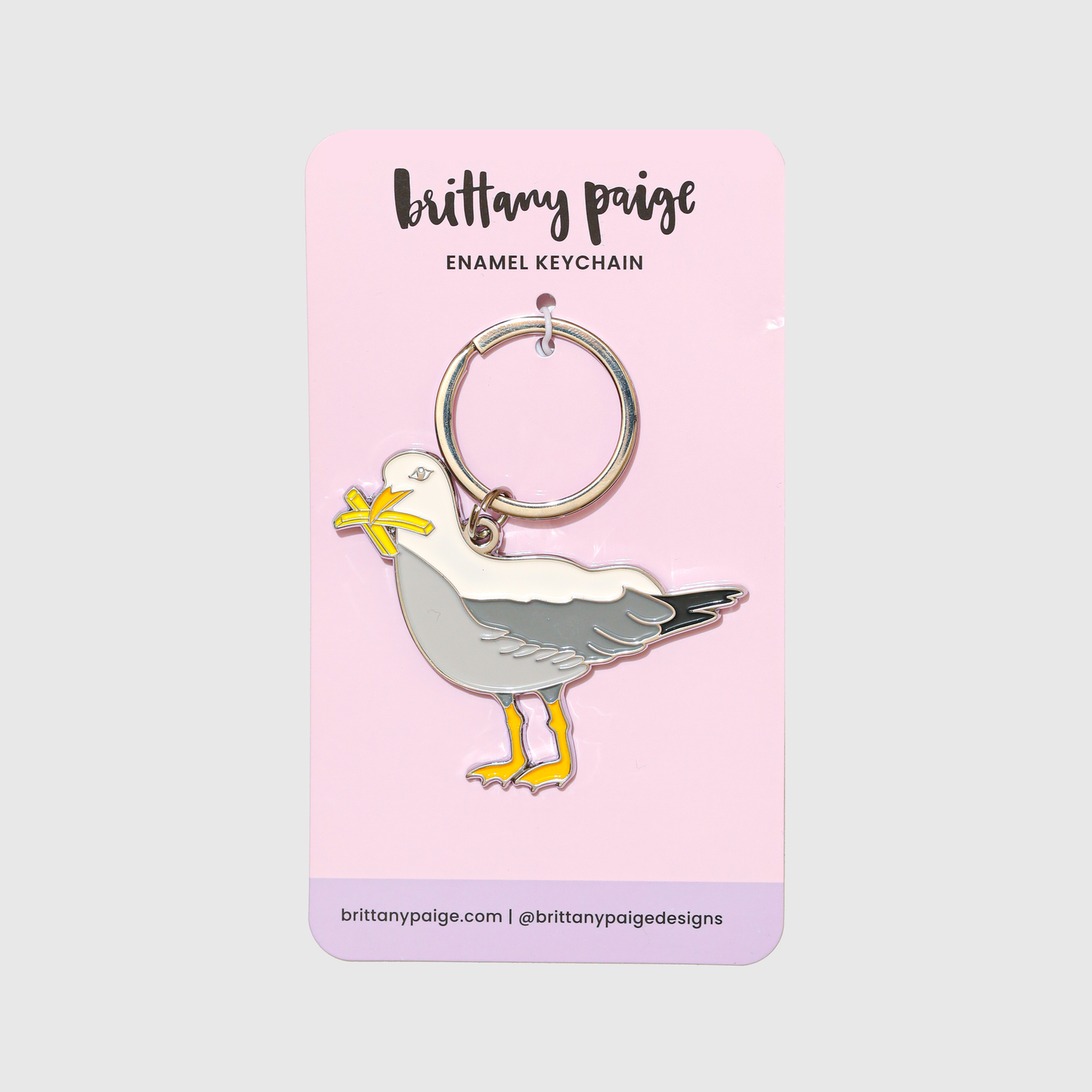 Seagull With Fries Enamel Keychain Bag Charm