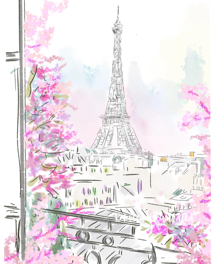 Rebecca Illustratged: Eiffel Tower in Bloom Print