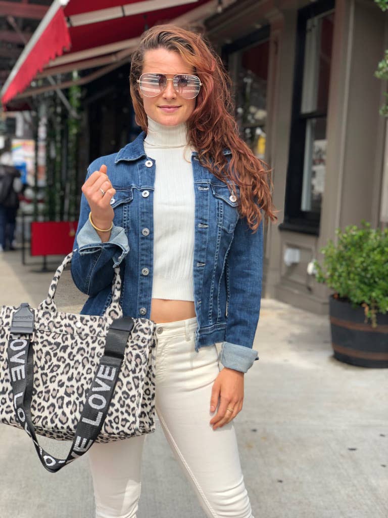 Leopard Midi East West Crossbody Bag