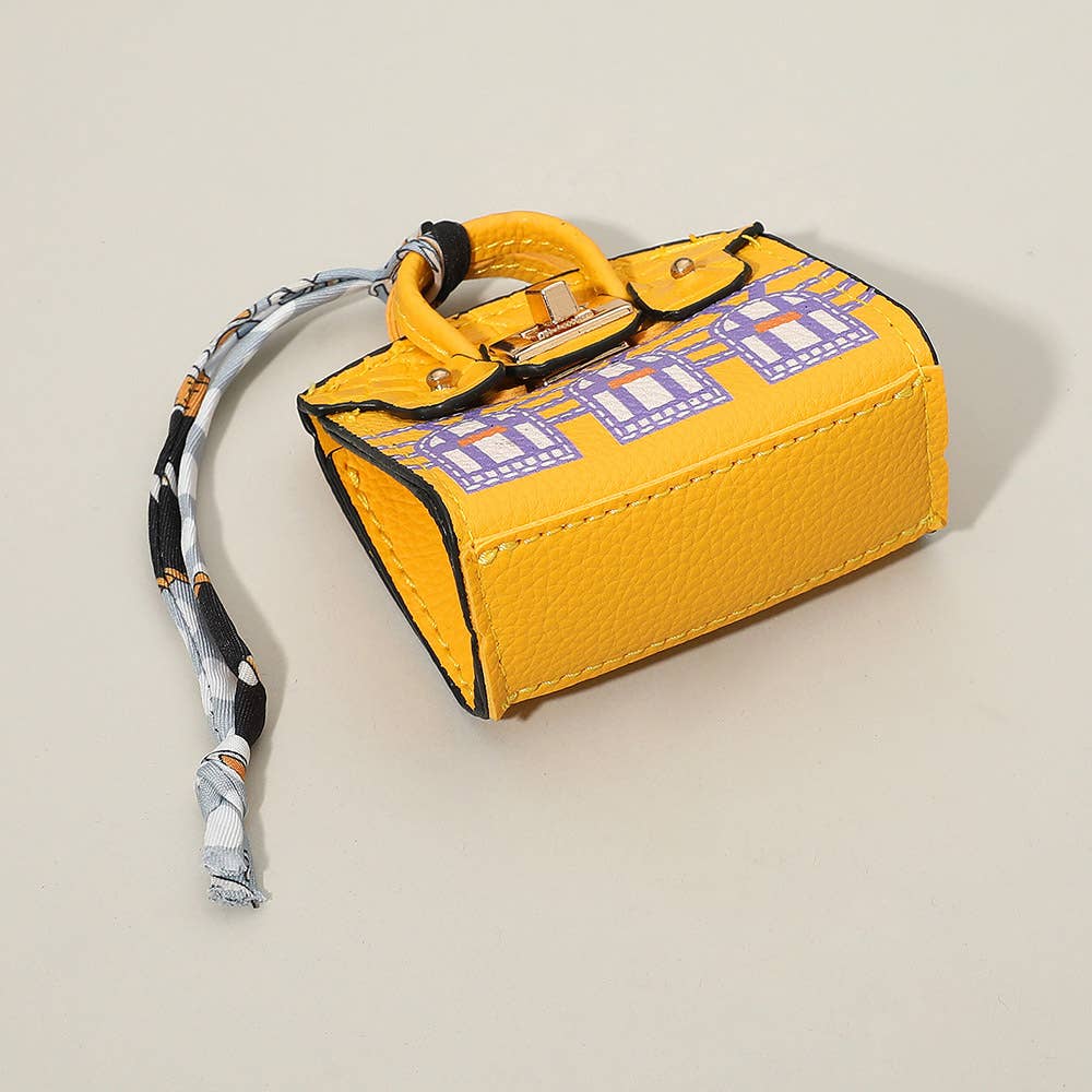 House Printed Faux Leather Elegant and Stylish Mini Purse / Bag Charm