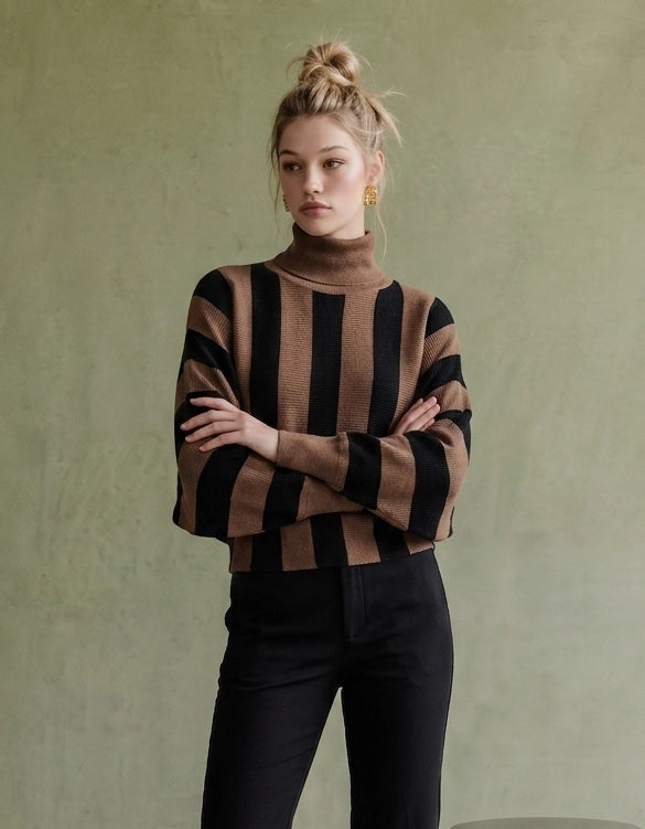 Striped Turtleneck Sweater