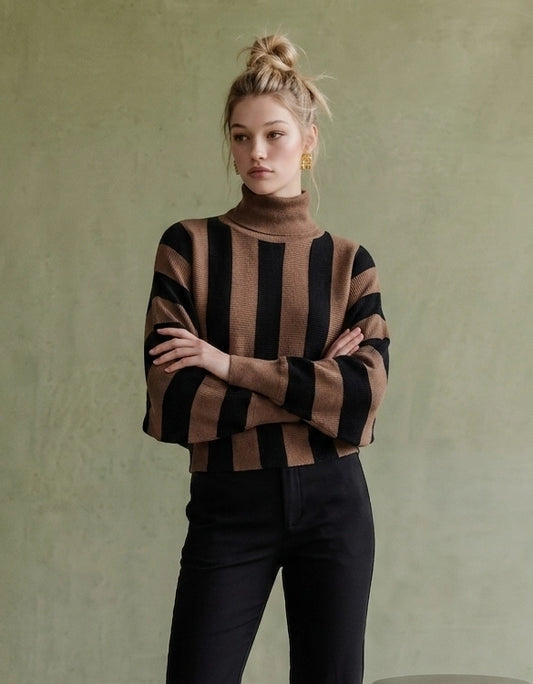 Striped Turtleneck Sweater