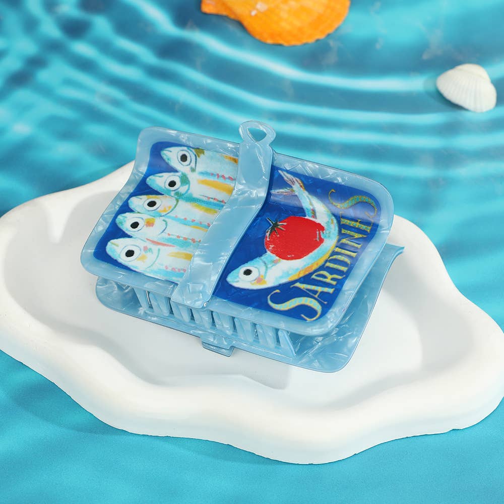 Fun Sardine Can Hair Pattern Hair Claw Clips