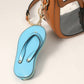 Faux Leather Flip-flop Mini Wristlet Keychain / Bag Charm