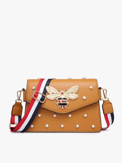 Jeweled Crossbody: Brown