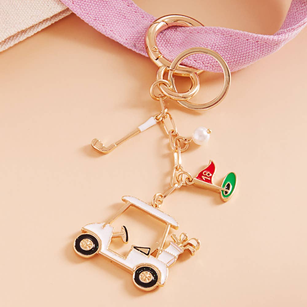 Golf Cart Club Keychain Bag Charm