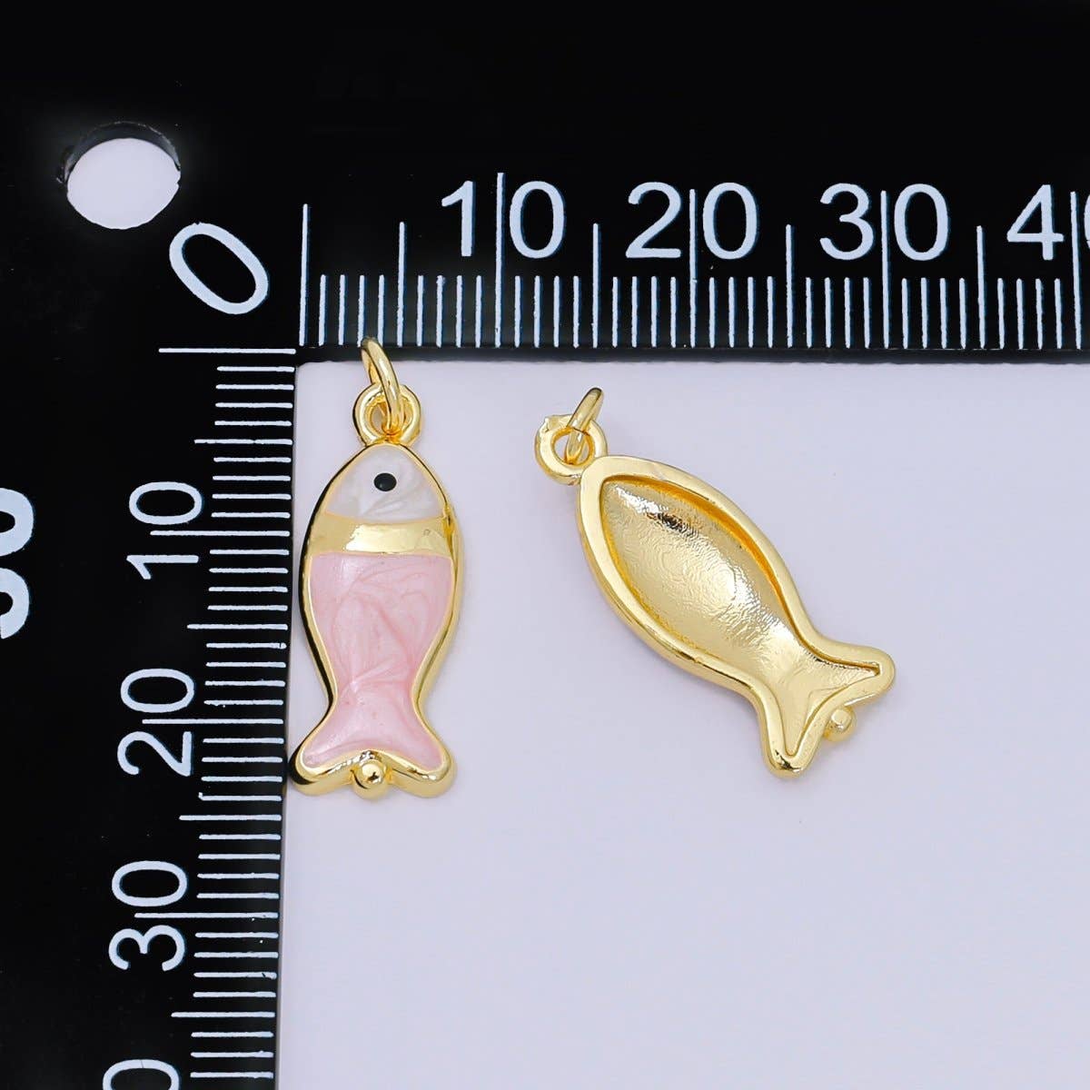 24K Gold Filled 22mm Enamel Pink Purple Blue Pastel Tiny Sea Fish Animal Charm | D-367 D-369