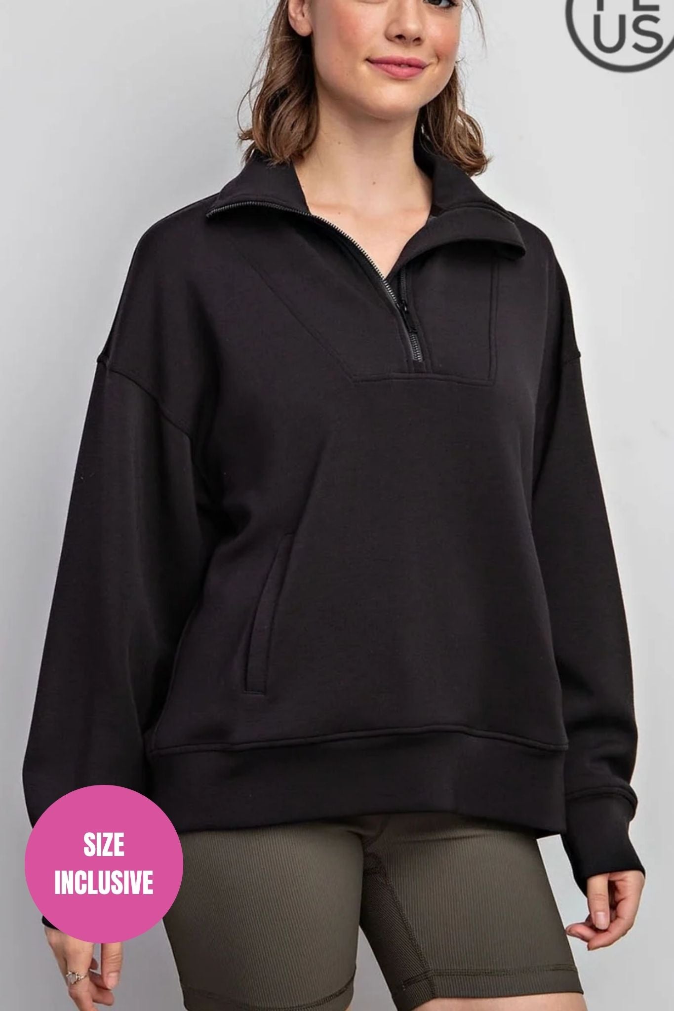 Butter Soft: Quarter zip : Black