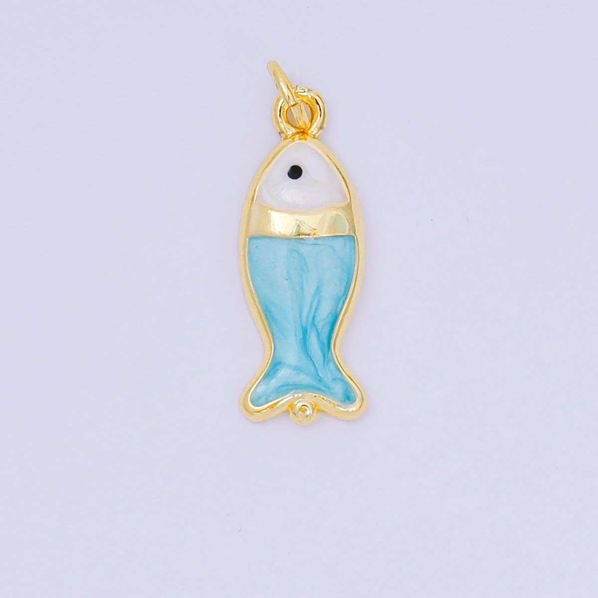 24K Gold Filled 22mm Enamel Pink Purple Blue Pastel Tiny Sea Fish Animal Charm | D-367 D-369