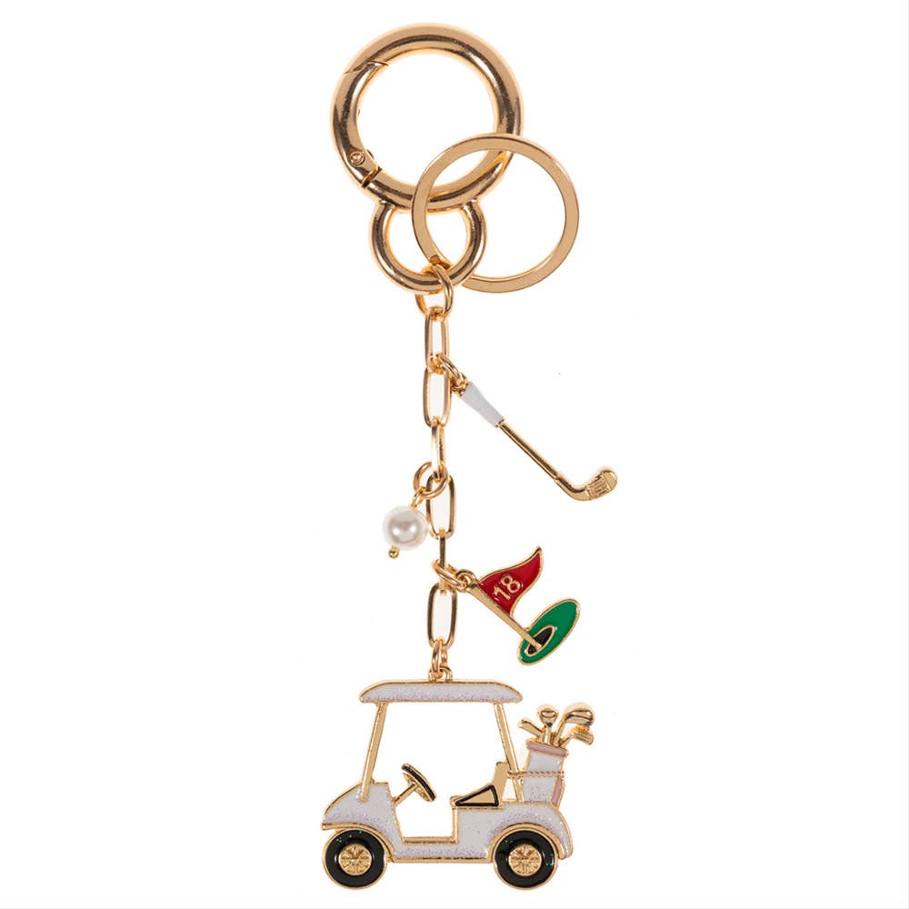 Golf Cart Club Keychain Bag Charm