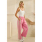Stripe Nylon Pants with Lace Details
