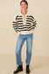 Size Inclusive:Lace Up Striped Sweater