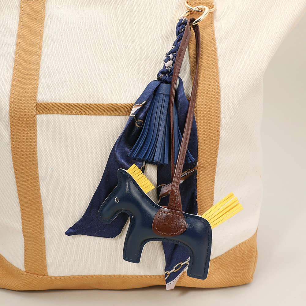 Faux Leather Horse Tassel Scarf Keychain / Bag Charm