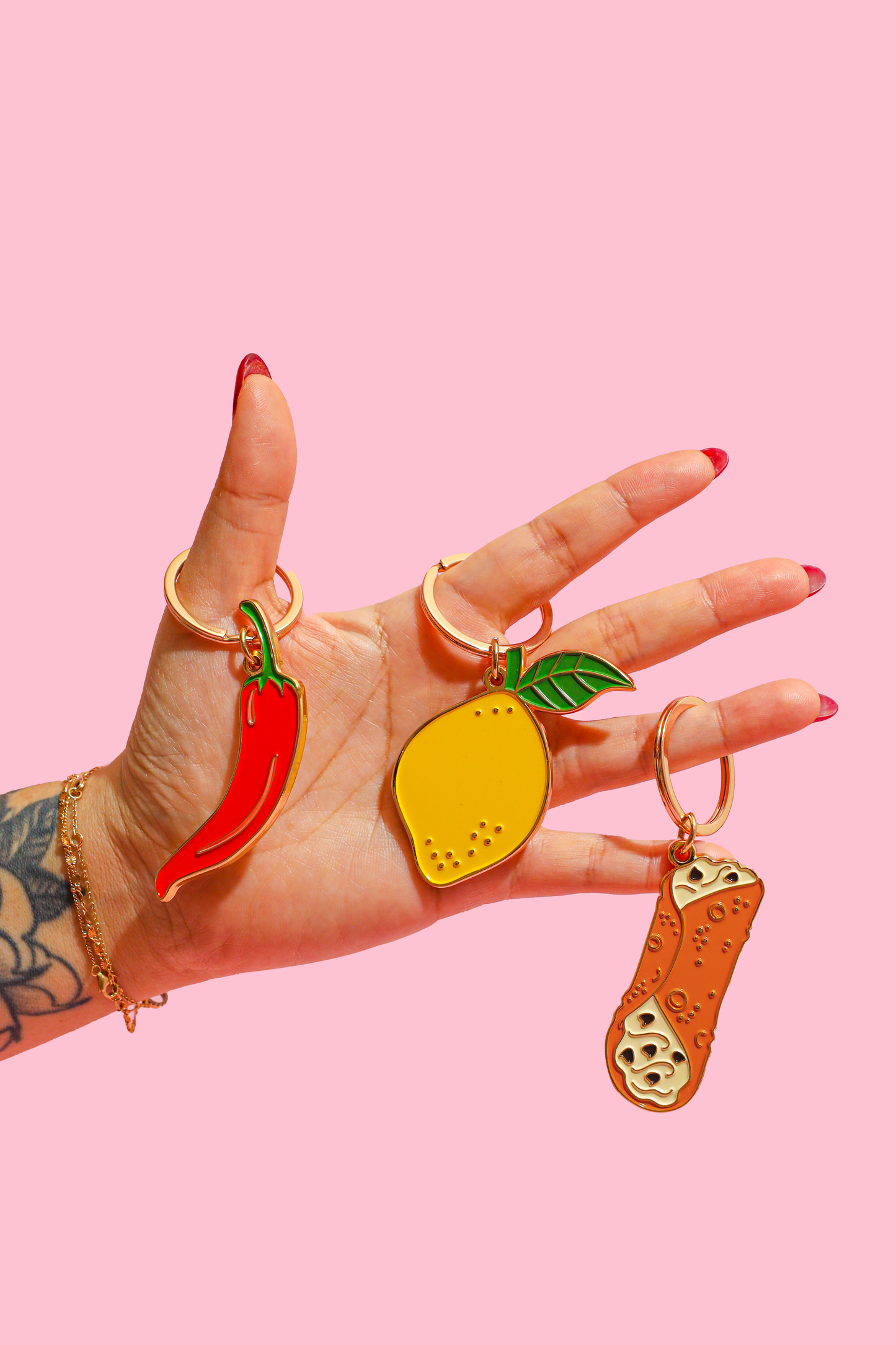 Cannoli Enamel Keychain Bag Charm