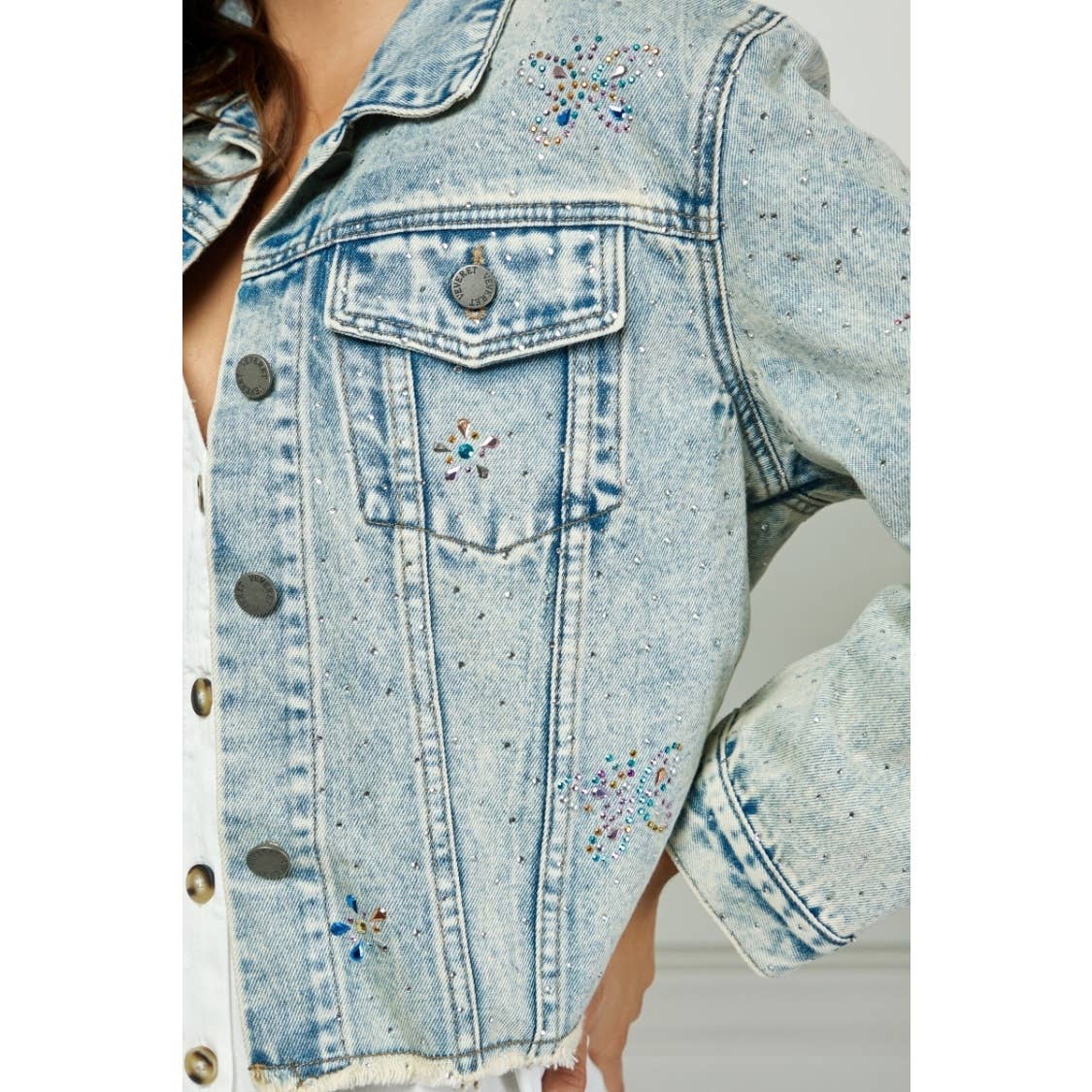 Butterfly Rhinestone Denim Jacket